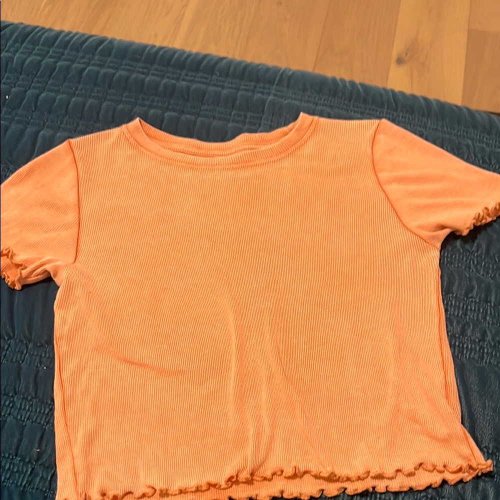 Aerie Orange Short Sleeve Tee Classic Crew Neck
